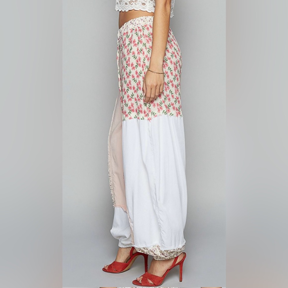 POL Patchwork Boho Pants - Pink and White - Picture 2 of 3